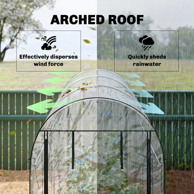 Walk-in Tunnel Greenhouse, Hoop House Greenhouse with 8 Roll-Up Doors, 10' x 3' x 6.5', Clear