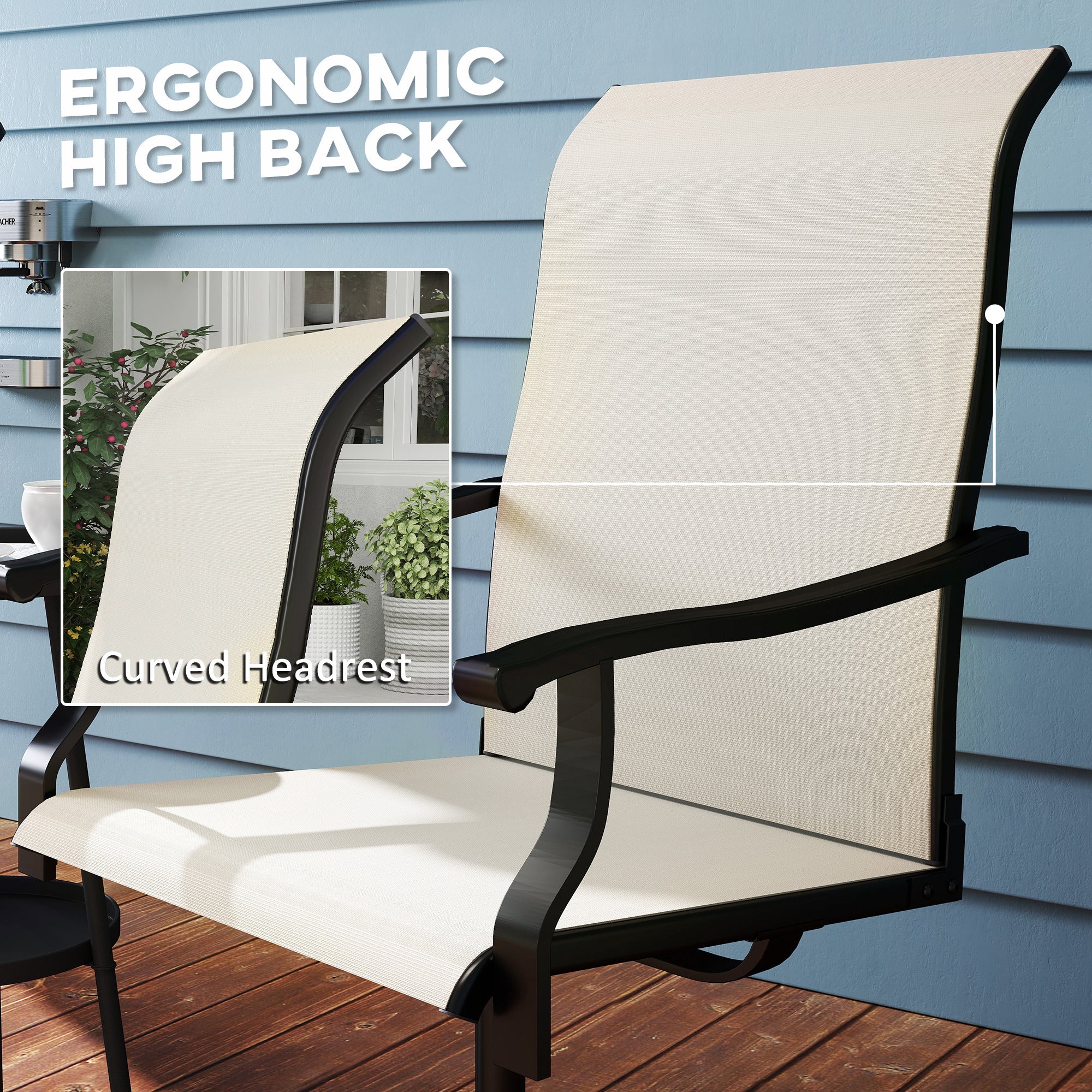Patio Swivel Chairs Set of 2, High Back Patio Dining Chairs with All-Weather Mesh for Backyard, Lawn, Garden