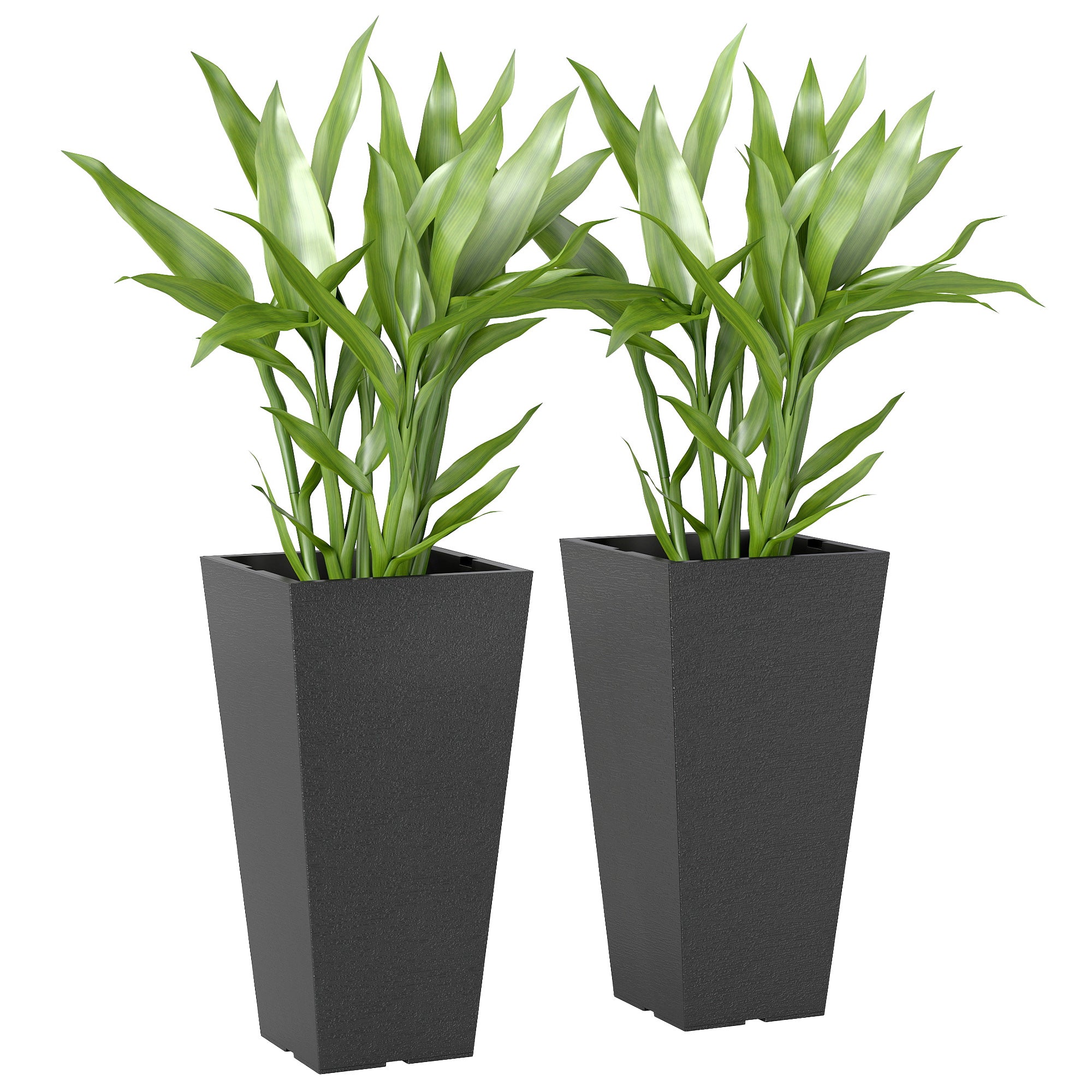 23 Inch Tall Planters for Outdoor Plants, Set of 2 Plastic Flower Pots, for Front Door Patio Garden Use