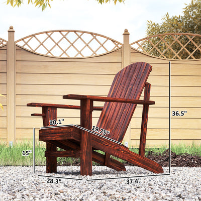 Oversized Adirondack Chair, Outdoor Fire Pit and Porch Seating, Classic Log Lounge w/ Built-in Cupholder