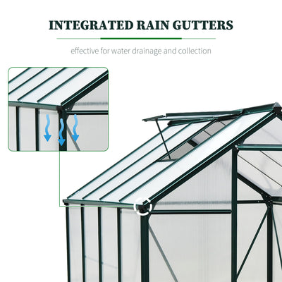 Greenhouse for Outdoors, Polycarbonate Greenhouse with Rain Gutter and Roof Vent, Aluminum Walk-in Green House for Patio Backyard Garden