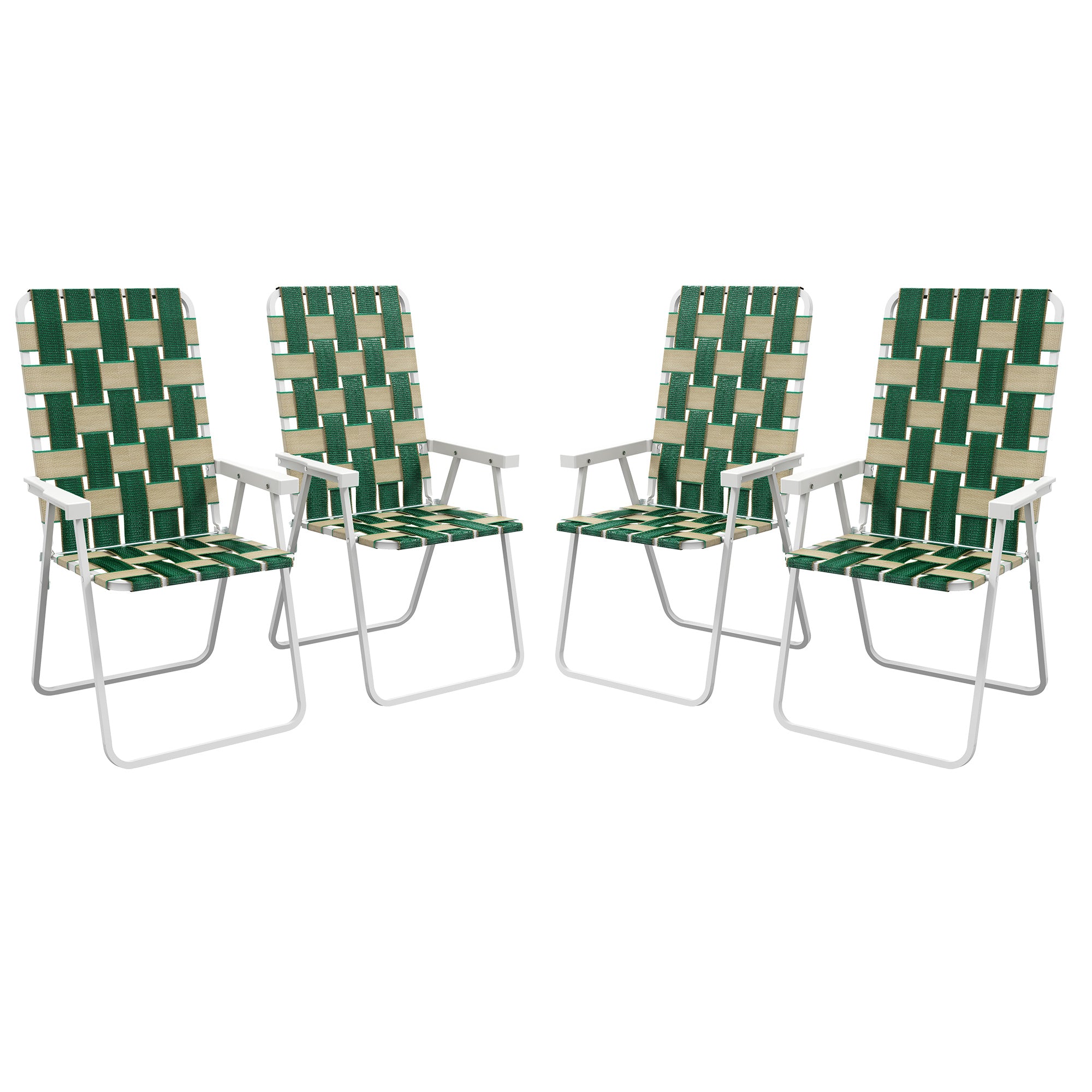 Set of 4 Patio Folding Chairs, Classic Outdoor Camping Chairs, Portable Lawn Chairs w/ Armrests