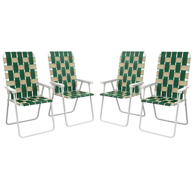 Set of 4 Patio Folding Chairs, Classic Outdoor Camping Chairs, Portable Lawn Chairs w/ Armrests