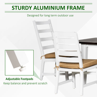 Patio Dining Set for 6, Outdoor Furniture Set with a Table & Chairs, Cushions, Umbrella Hole for Garden, Backyard, or Poolside, Beige