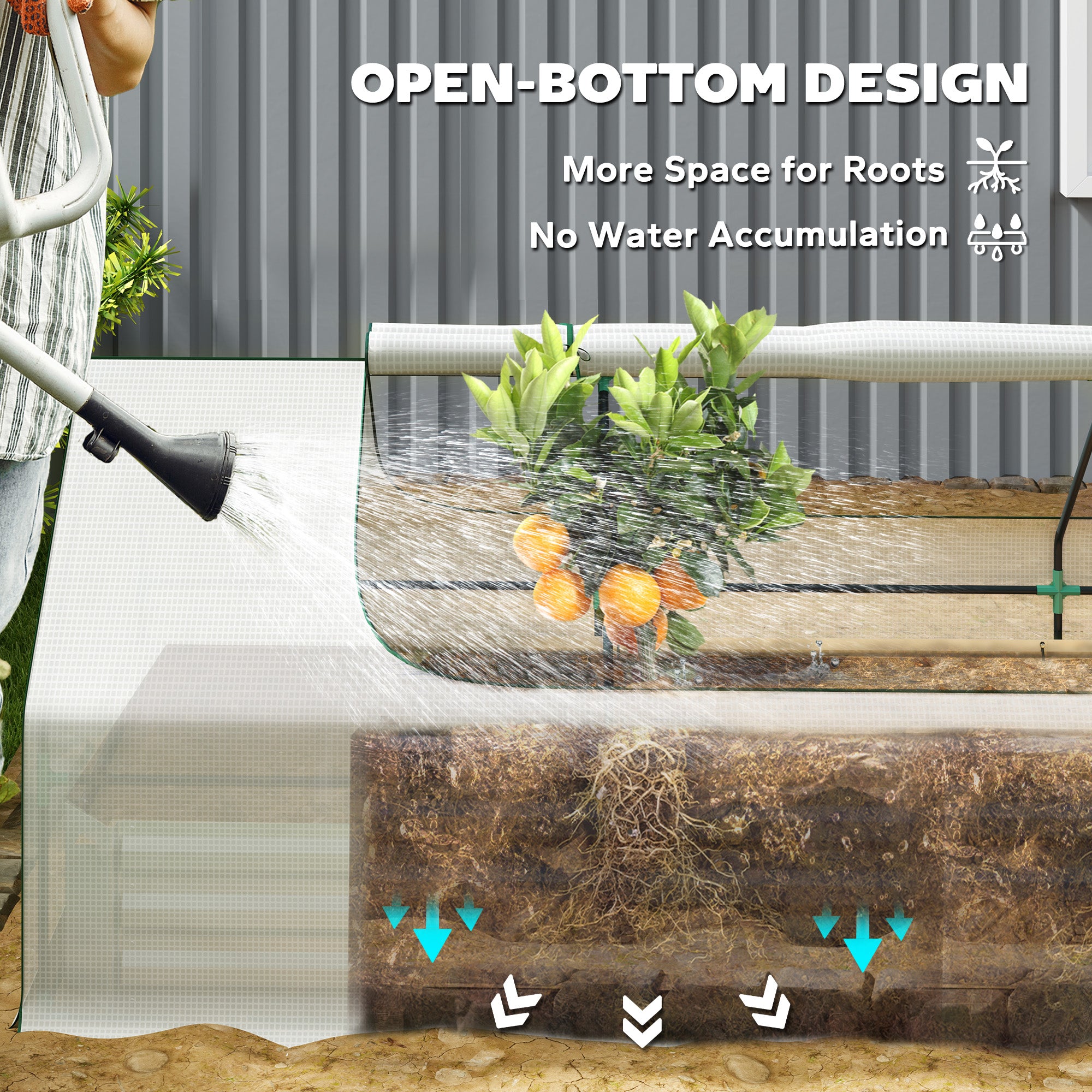 8.6 x 3 x 1ft Metal Planter Box with Mini Greenhouse, Galvanized Raised Garden Bed with Cover for Herbs and Vegetables, Small Greenhouse for Patio Garden Balcony