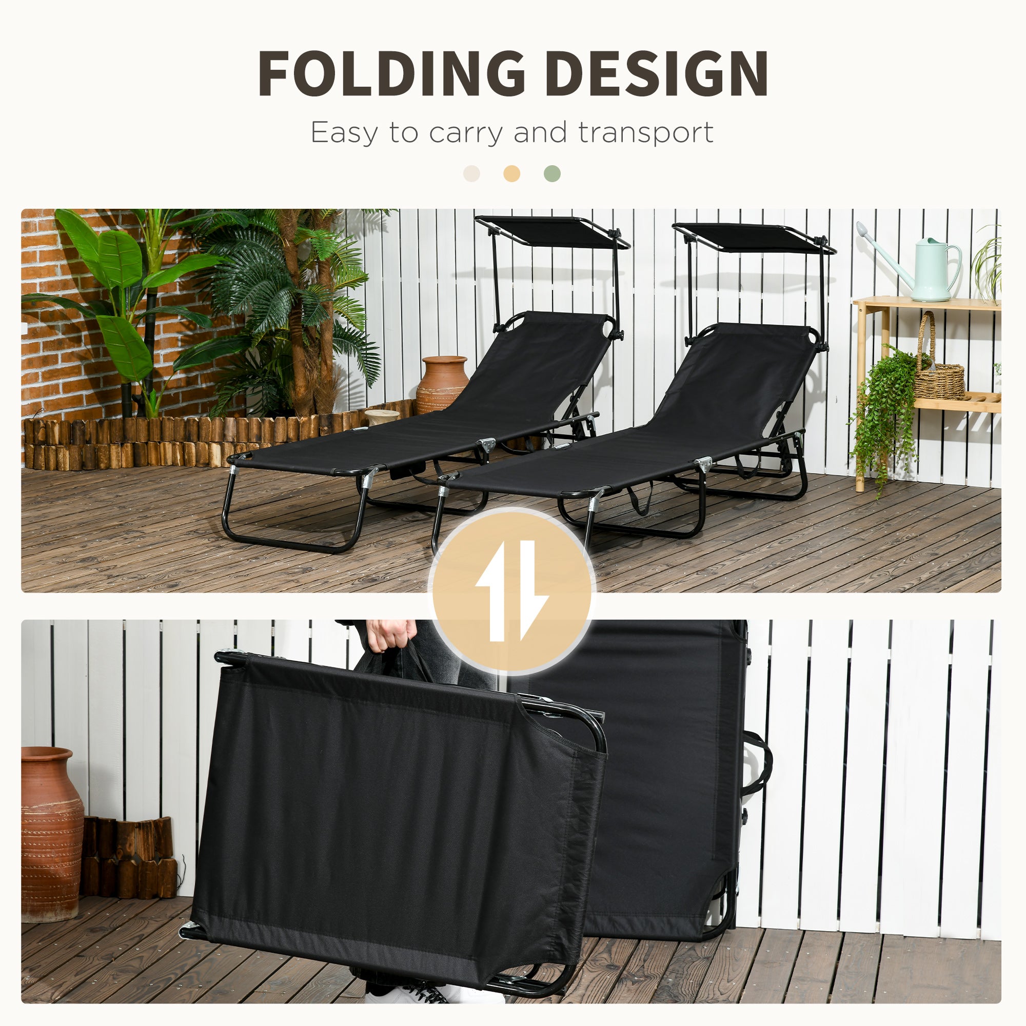 Chaise Pool Lounge Chairs Set of 2, Outdoor Sun Tanning Chairs, Reclining Back, Steel Frame and Side Pocket