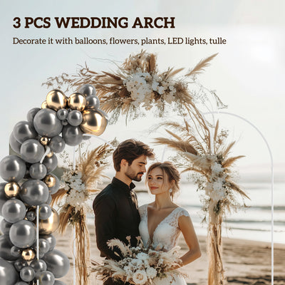 Metal Arch Backdrop Stand Set of 3, 7/6.5/6 ft Wedding Arch Frame, Balloon Backdrop Arch Stand Set for Birthday Party, Bridal Shower, Graduation, Ceremony, Banquet Decorations