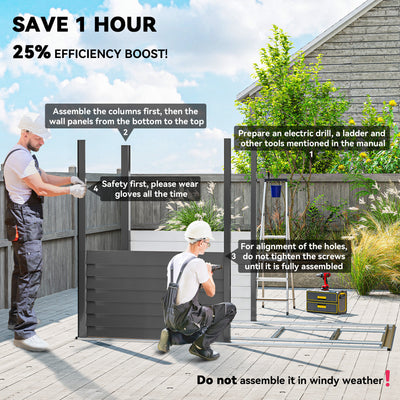 4.6' x 9' Outdoor Storage Shed, Lean to Metal Shed with Foundation Kit, Lockable Doors and Gloves for Patio, Lawn