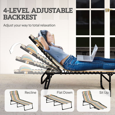 Foldable Chaise Lounge, 3-Position Reclining Back, Portable design and Breathable Mesh for Poolside, Camping, Hiking