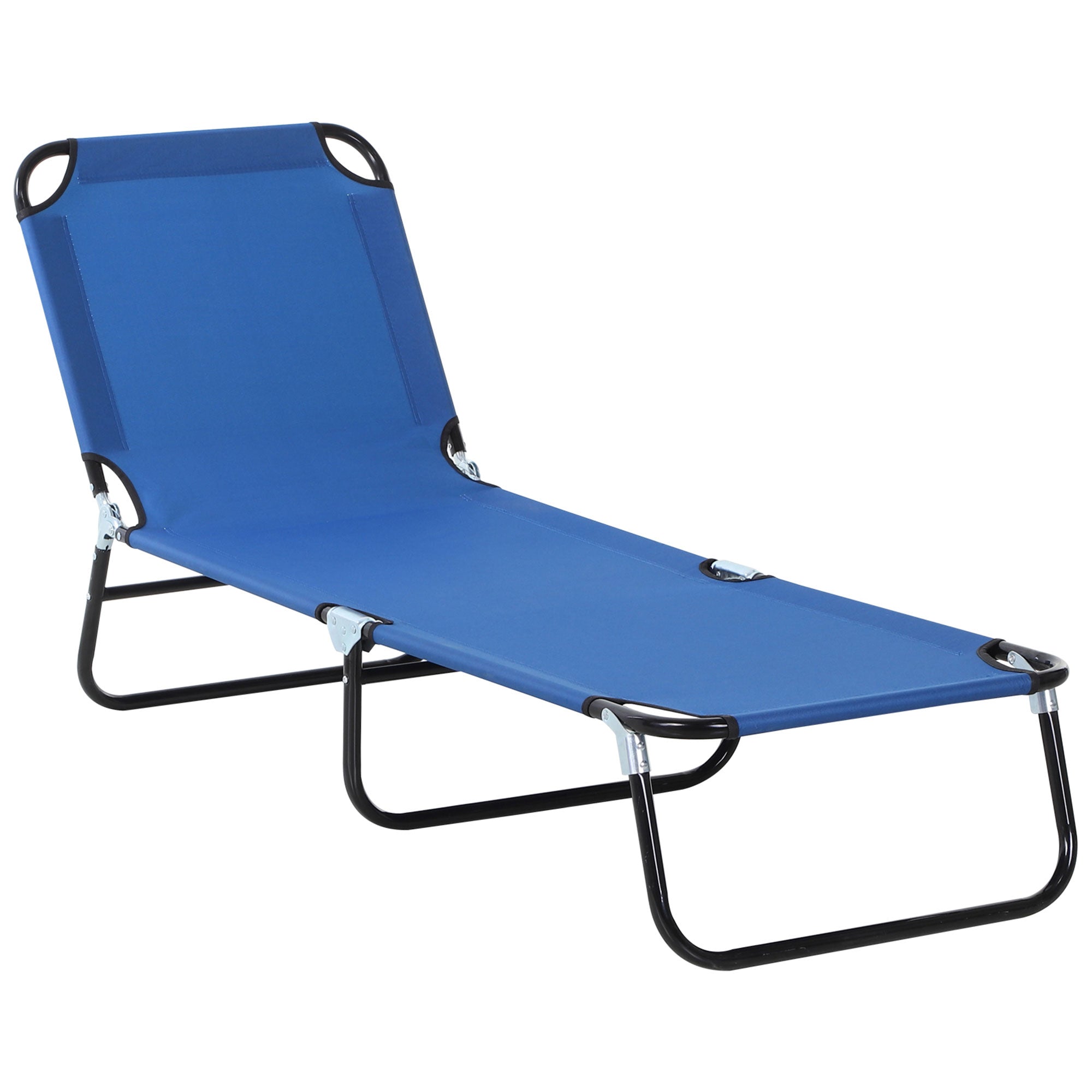 Folding Chaise Lounge Pool Chairs, Outdoor Sun Tanning Chairs with 5-Level Reclining Back, Steel Frame for Beach, Yard, Patio