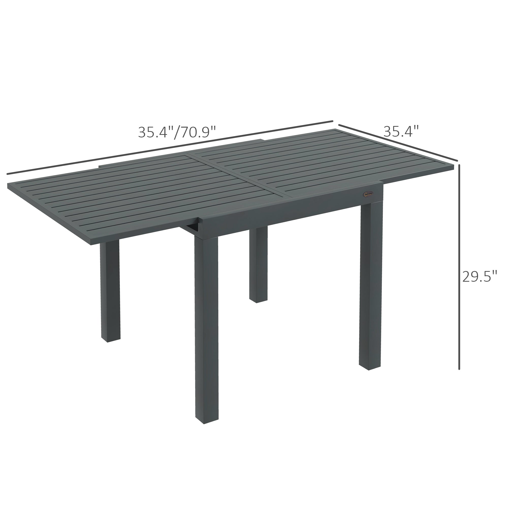 Expandable Patio Table, Outdoor Dining Table for 4-6 with Aluminum Frame for Garden, Lawn, Balcony Terrace