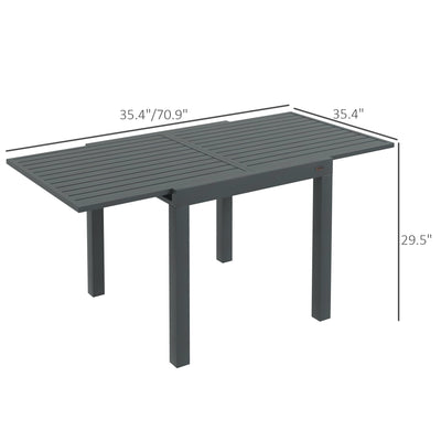 Expandable Patio Table, Outdoor Dining Table for 4-6 with Aluminum Frame for Garden, Lawn, Balcony Terrace