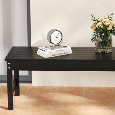 47" Outdoor Bench Seat, HDPE All-Weather Garden Bench, Backless Slatted Patio Bench for Yard, Porch, Park, Black