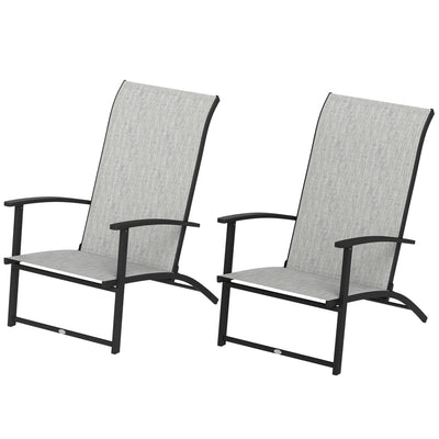 Set of 2 Outdoor Dining Chairs with High Back, Armrests, Folding Patio Chairs for Patio, Lawn, Camping