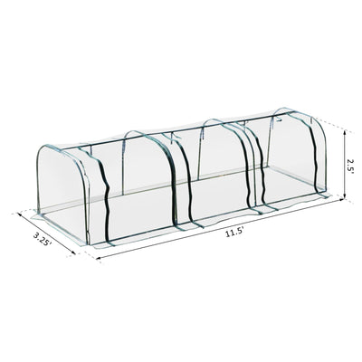 11.5' L x 3.25' W x 2.5' H PVC Metal Tunnel Garden Greenhouse Kit
