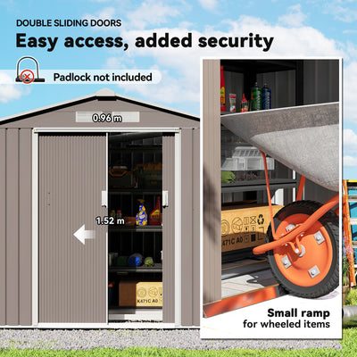 7' x 4' Outdoor Storage Shed, Garden Tool Metal Shed with Foundation Kit, Double Lockable Door, Air Vents and Sloping Roof, for Backyard, Patio, Lawn