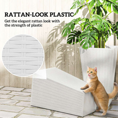 Tall Planters for Outdoor Plants Set of 3, 24 In Taper Planters with Drainage Holes, Rattan Decor Plant Pots