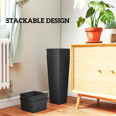 23.6 Inch Tall Planters for Outdoor Plants, Set of 2 Plastic Flower Pots with Drainage Holes