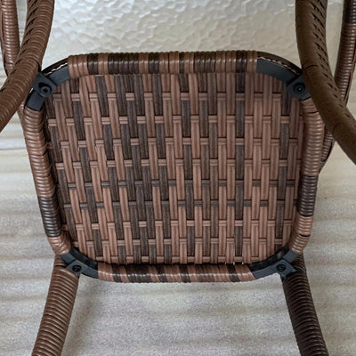 Outdoor Coffee Table with Storage Shelf, Hand-Woven Wicker Side Table with Water-Ripple Glass Top