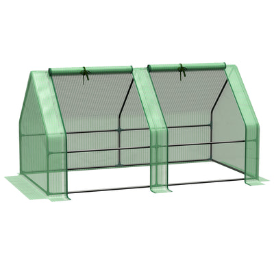 Portable Mini Greenhouse, Outdoor Garden with Large Zipper Doors and Water/UV PE Cover, 6' x 3' x 3'