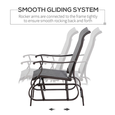 Outdoor Glider Chair, Gliders for Outside Patio with Steel Frame and Mesh Fabric for Backyard, Garden, and Porch