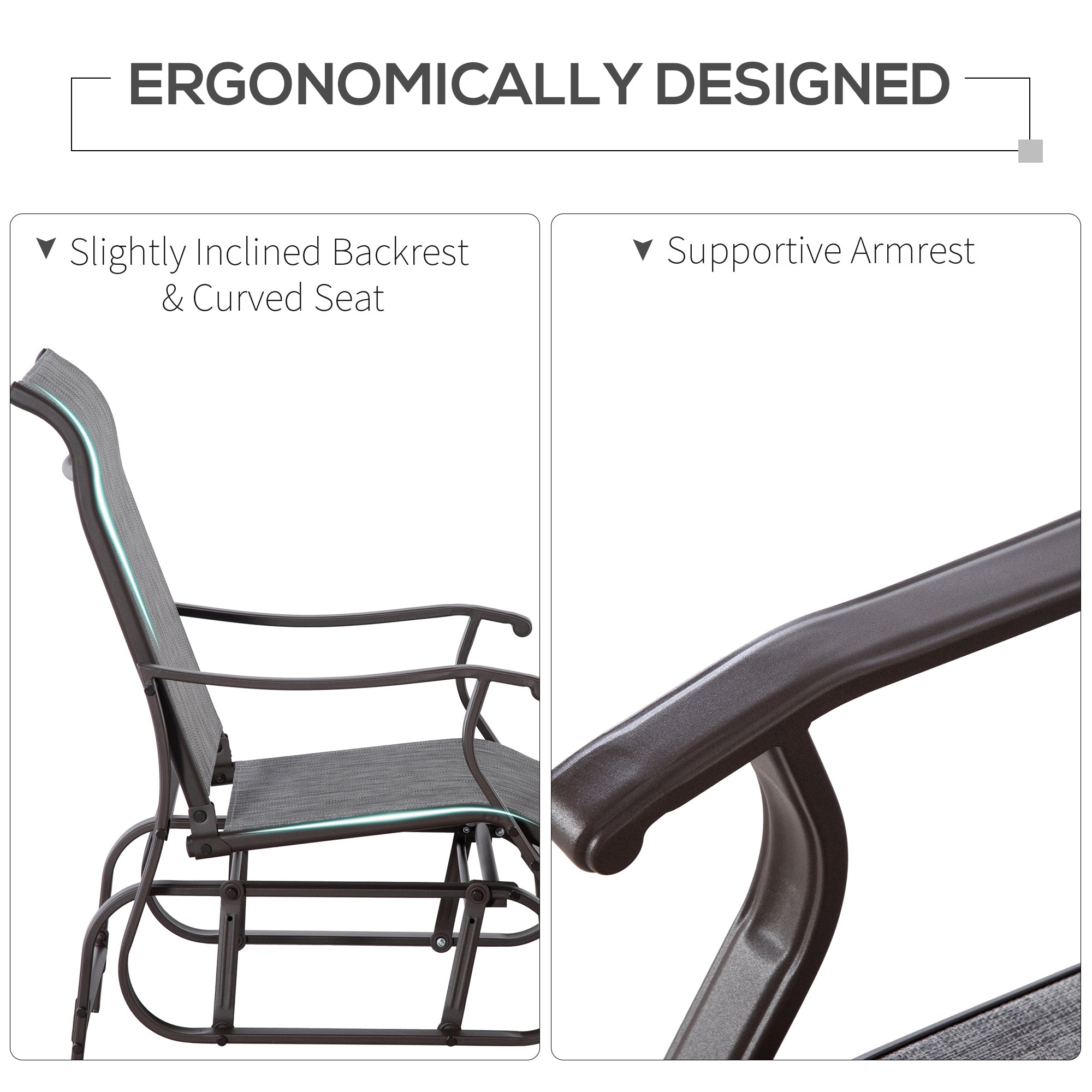 Outdoor Glider Chair, Gliders for Outside Patio with Steel Frame and Mesh Fabric for Backyard, Garden, and Porch