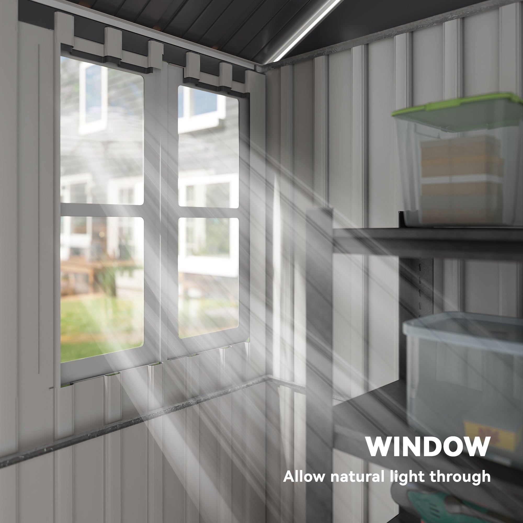 8' x 5.5' Metal Garden Storage Shed, Extra Large Outdoor Tool Storage House w/Lockable Doors, Window, Air Vents