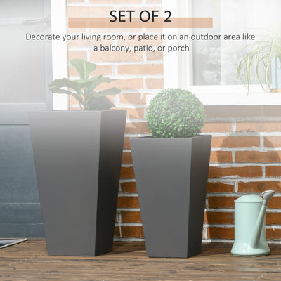 2-Pack Outdoor Planter Set, Flower Pots with Drainage Holes, Durable & Stackable Plant Pot, 22in & 18in, for Porch, Entryway, Patio, Yard, Garden