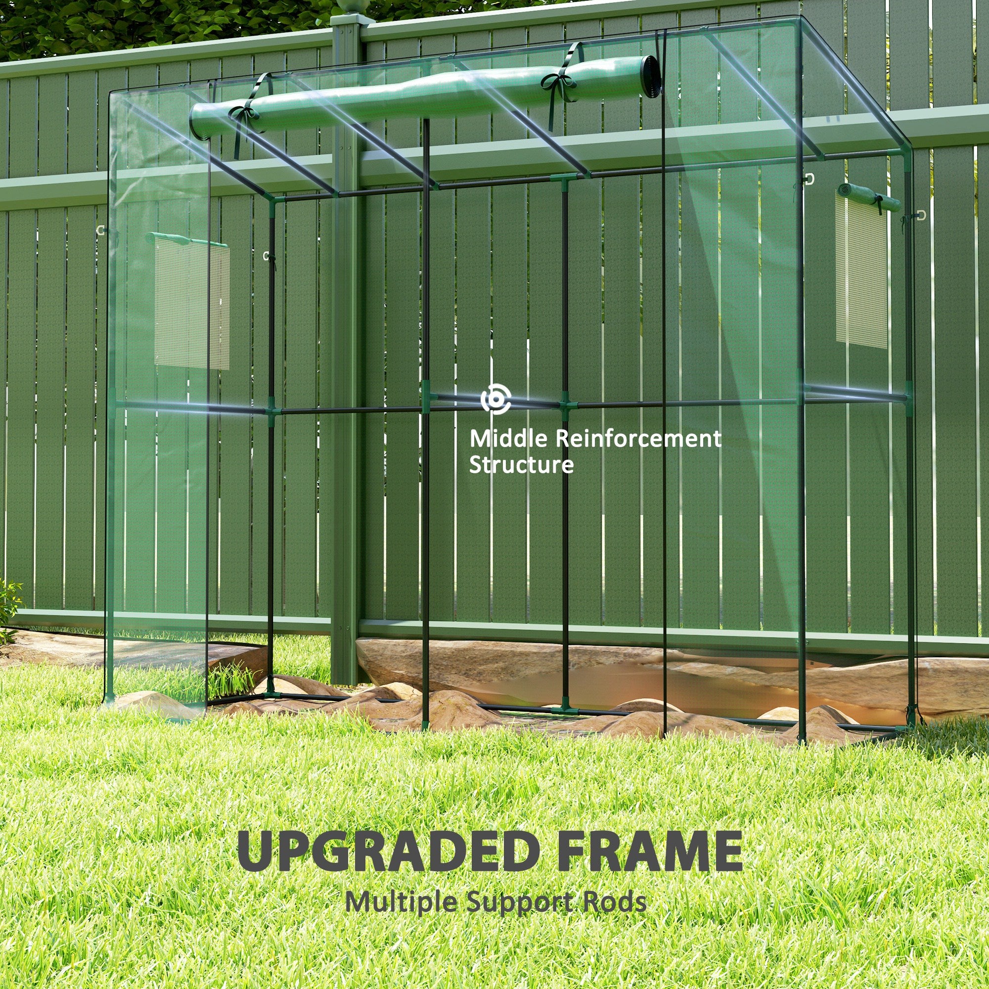 Walk-in Portable Greenhouse Small Greenhouse for Outdoors with UV-resistant PE Cover, 6.6' x 2.5' x 5.6'