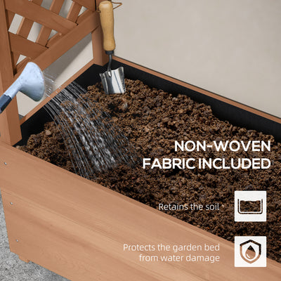 Raised Garden Bed with Trellises and Roof for Climbing Plant Vine, Hanging Flowers, 70.75" Tall Outdoor Wood Planter Box with Drainage & Filter