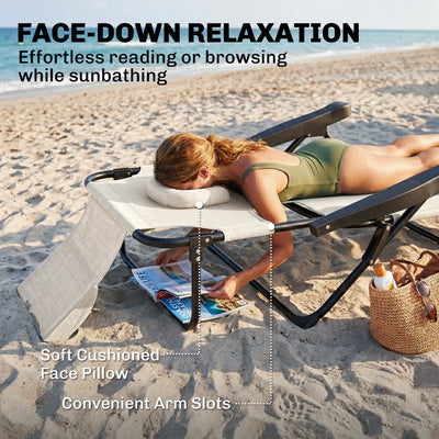 Folding Lounge Chair w/ Reclining Back