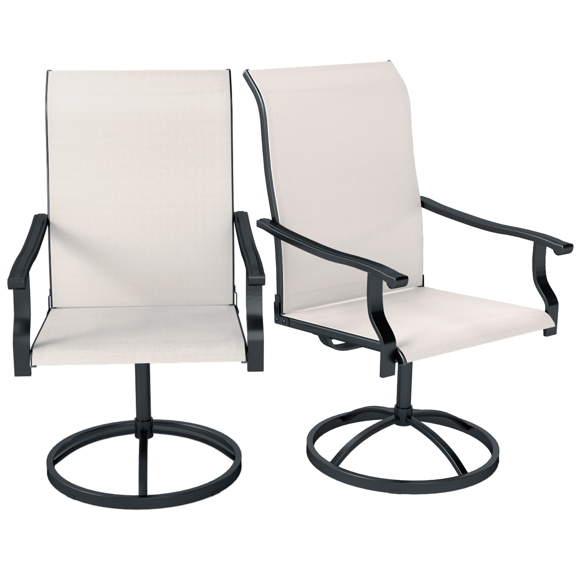 Patio Swivel Chairs Set of 2, High Back Patio Dining Chairs with All-Weather Mesh for Backyard, Lawn, Garden