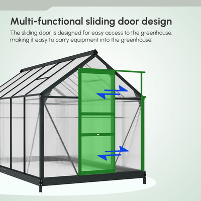 Greenhouse for Outdoors, Polycarbonate Greenhouse with Rain Gutter and Roof Vent, Aluminum Walk-in Green House for Patio Backyard Garden