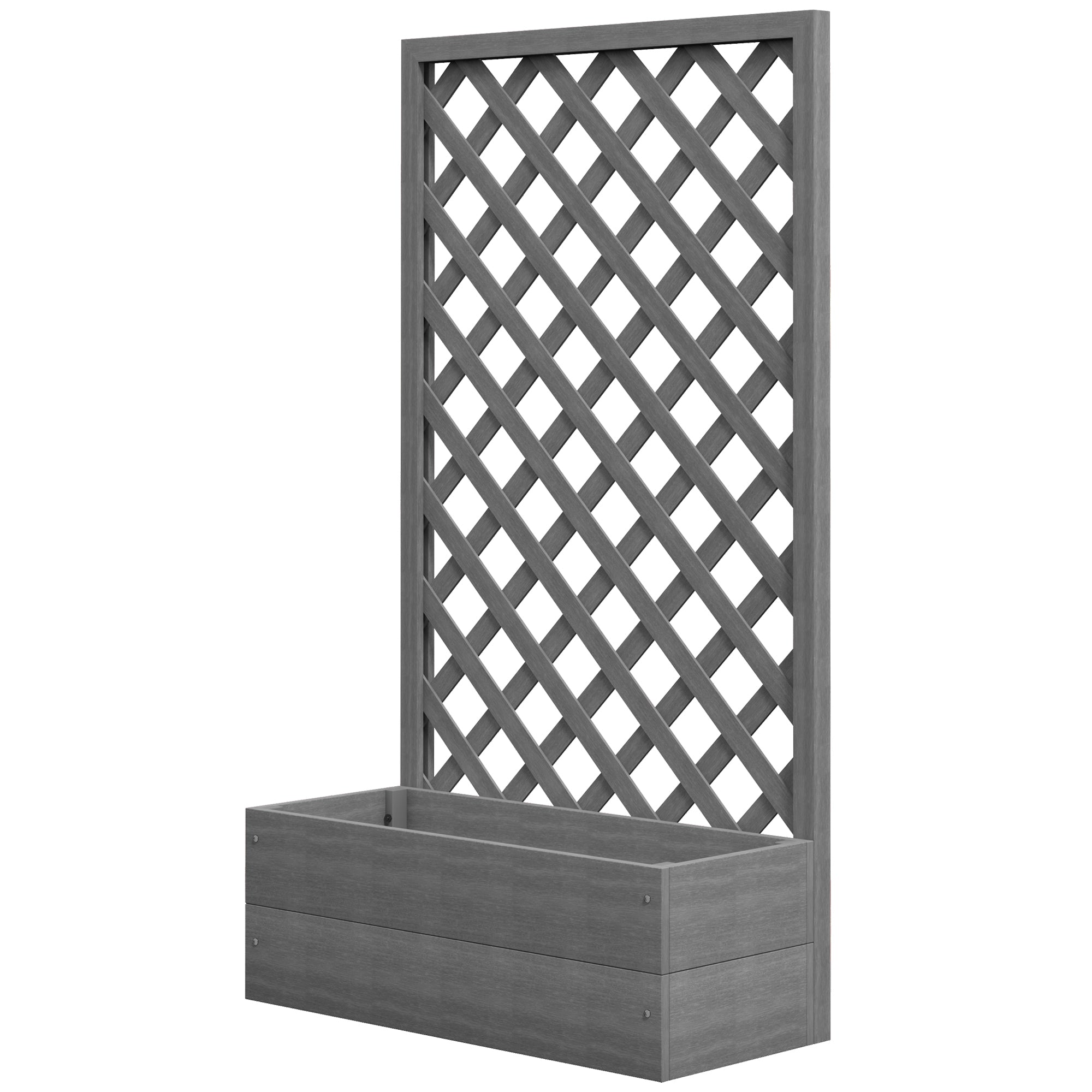 Trellis Planter Box for Climbing Plants, Raised Garden Bed w/ Trellis Lattice for Outdoor Garden, Deck, Backyard
