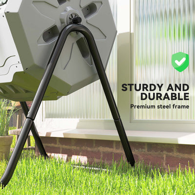 Tumbling Compost Bin Outdoor 360° Dual Chamber Rotating Composter 43 Gallon