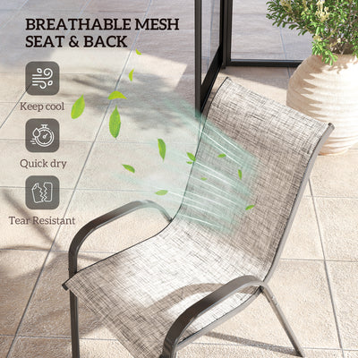 Set of 4 Outdoor Dining Chairs, Stackable Patio Chairs with High Back, Breathable Mesh Seat for Garden Lawn