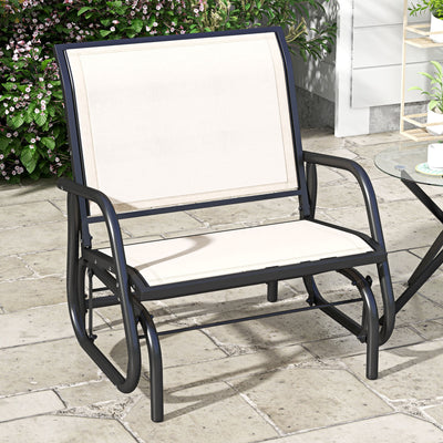 Outdoor Glider Chair, Steel Swing Chai with Curved Armrests for Porch, Garden, Poolside, Balcony