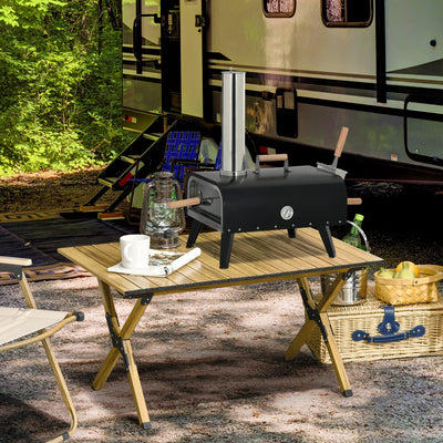 Pellet Wood Fired Pizza Oven Outdoor Pizza Maker with 12" Stone, Peel and Waterproof Cover