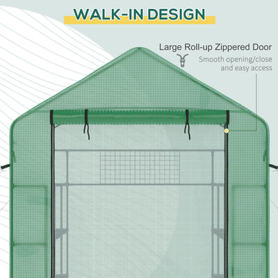 8' x 6' x 7' Temporary Greenhouse for Growing Flowers with Mesh Door & Windows