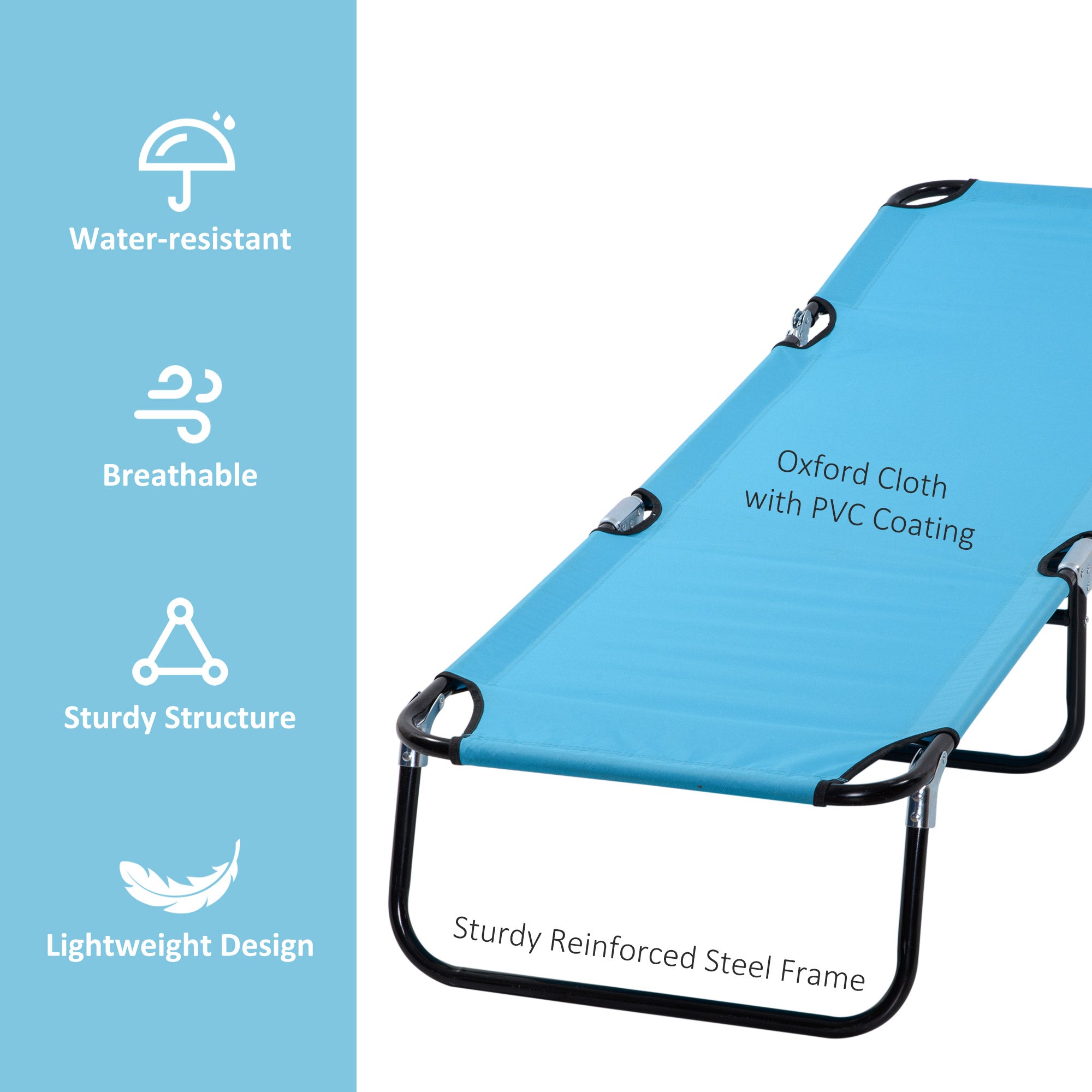 Folding Chaise Lounge Pool Chairs, Outdoor Sun Tanning Chairs with 5-Level Reclining Back, Steel Frame for Beach, Yard, Patio