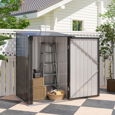 Small Metal Garden Shed, 3.3' x 3.4', Galvanized Steel, Lockable Tool Shed for Patio, Backyard, Lawn, Dark Gray