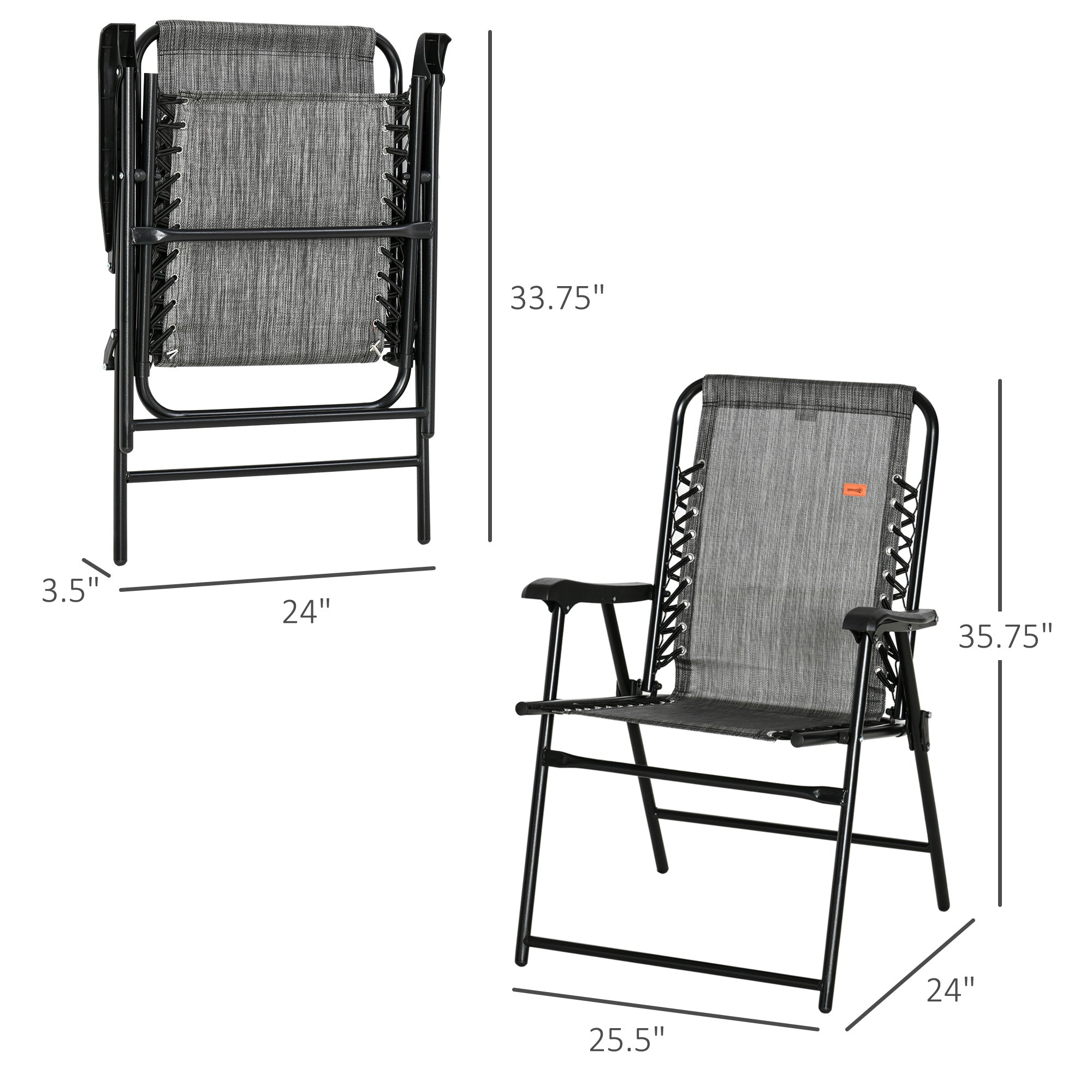 Patio Folding Chair, Sling Suspension Chair for Deck, Camping, Sports Events, Patio, Beach & Pool, Space Saving
