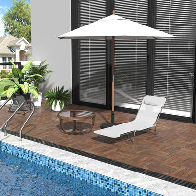 Folding Chaise Lounge Chair, Pool Sun Tanning Chair, Outdoor Lounge Chair with Reclining Back, Breathable Mesh Seat, Headrest for Beach, Yard, Patio