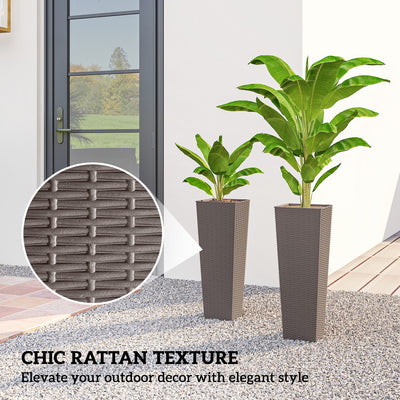 23.6 Inch Tall Planters for Outdoor Plants, Set of 2 Plastic Flower Pots with Drainage Holes