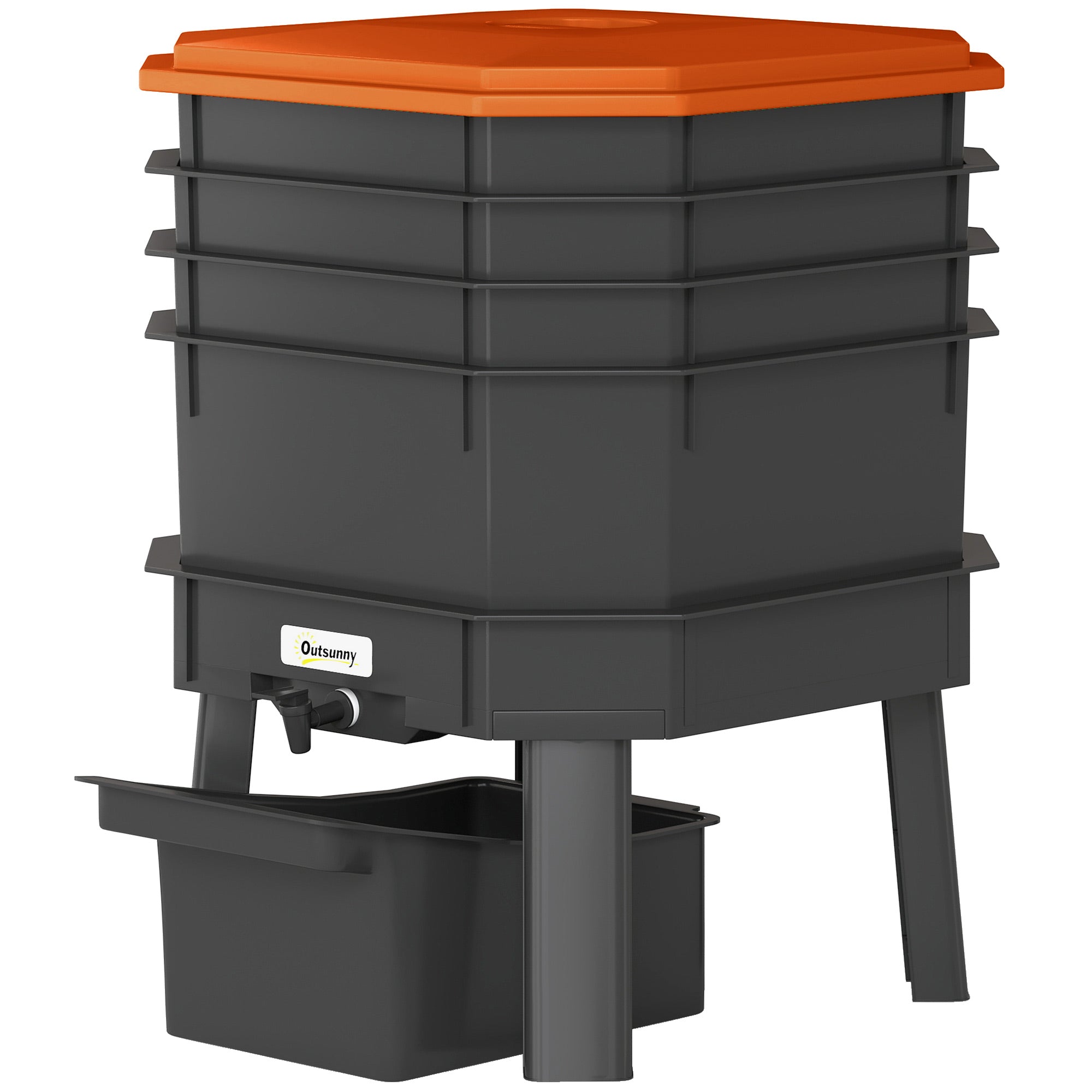 4-Tray Worm Composter Bin, 7.4 Gal Outdoor & Indoor Worm Composter for Recycling Food Waste