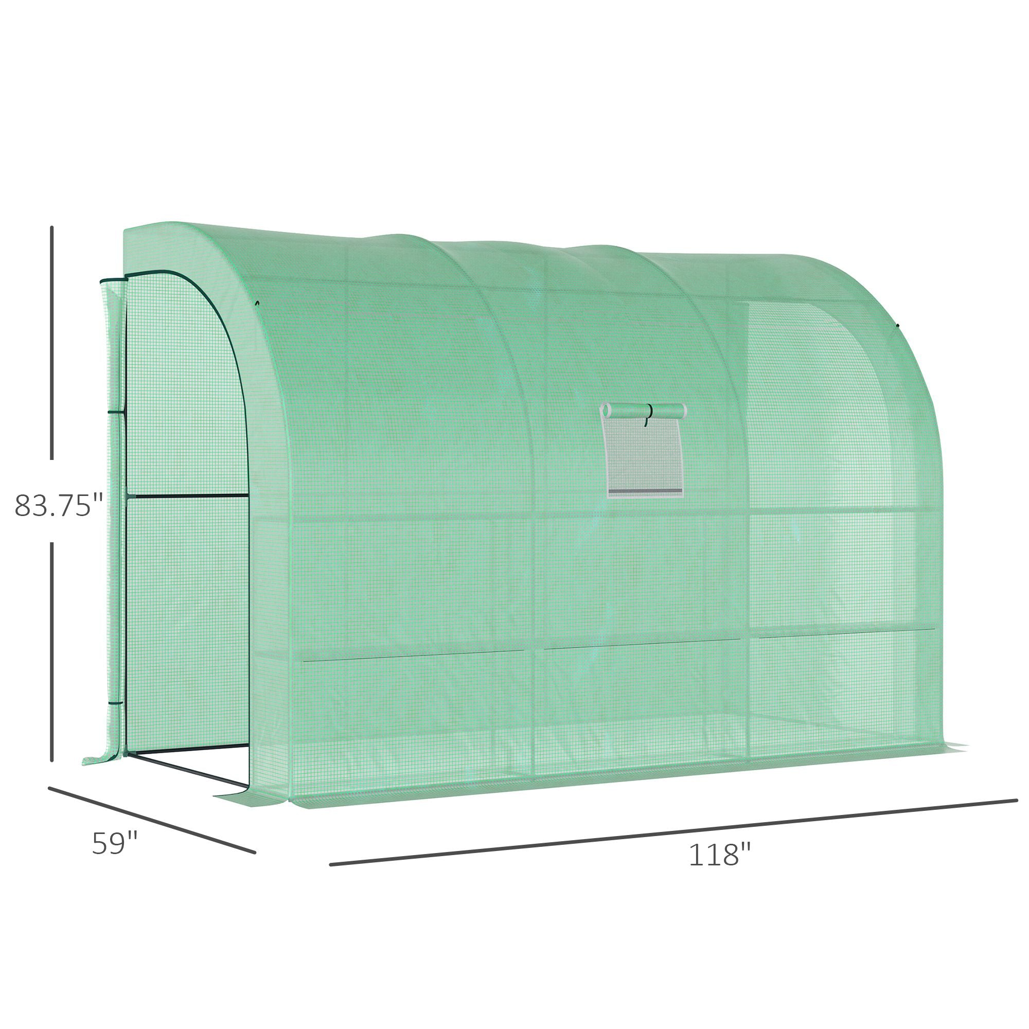10' x 5' x 7' Outdoor Walk-In Greenhouse, Plant Nursery with Zippered Doors, PE Cover and 3 Wire Shelves
