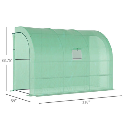10' x 5' x 7' Outdoor Walk-In Greenhouse, Plant Nursery with Zippered Doors, PE Cover and 3 Wire Shelves