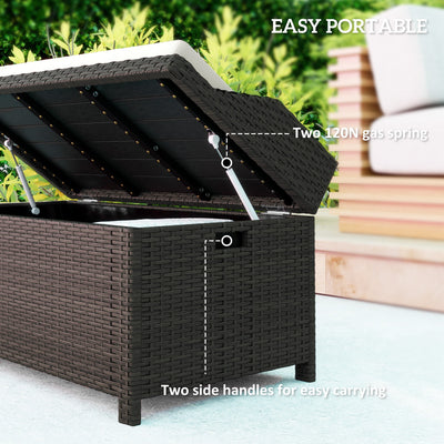 Outdoor Wicker Storage Bench with Storage & Cushion