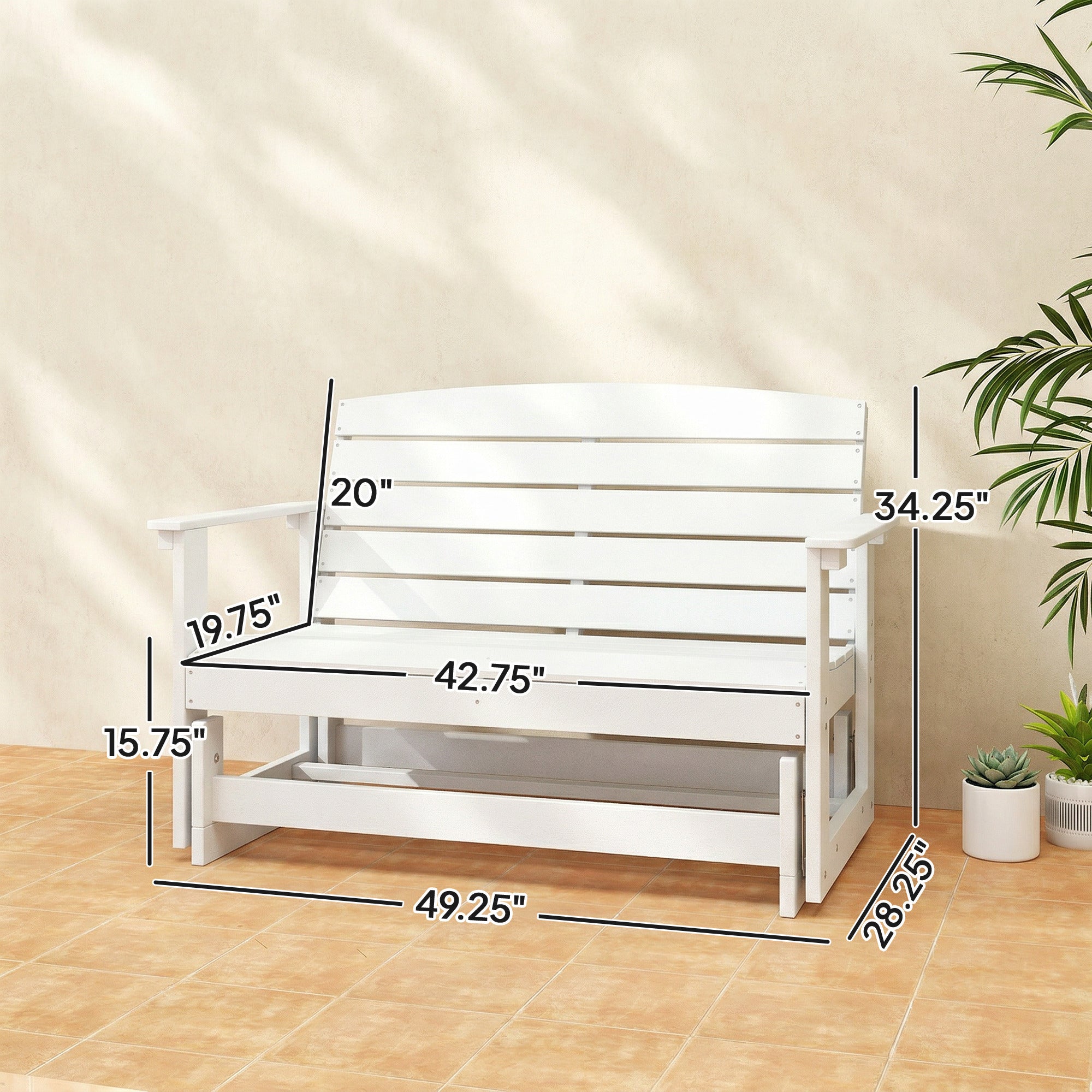 Patio Glider Bench w/ HDPE Slatted Double Rocking Chair
