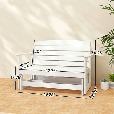 Patio Glider Bench w/ HDPE Slatted Double Rocking Chair